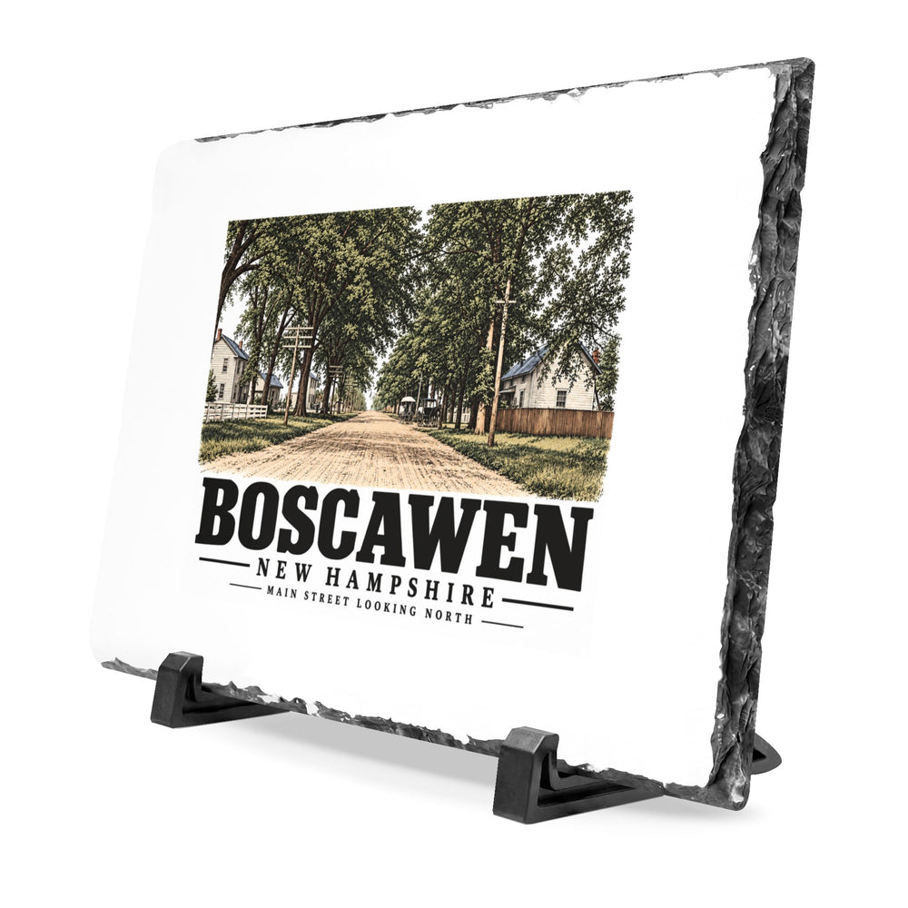 Illustrated Main Street looking north in Boscawen on slate desk plaque