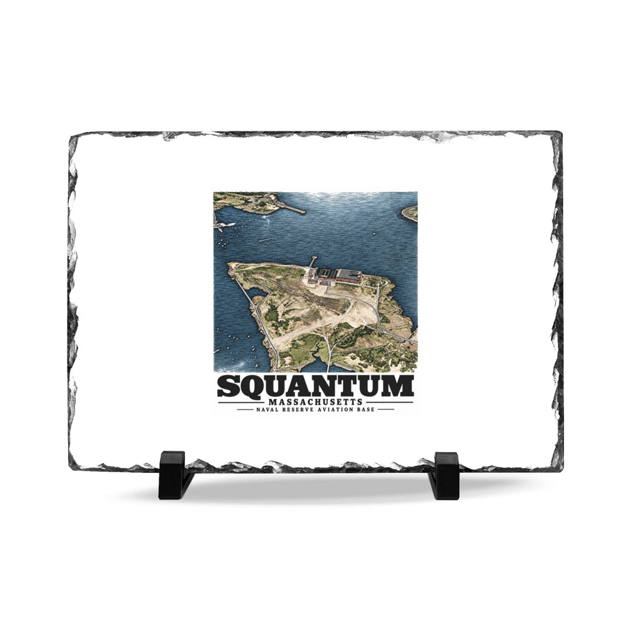 NRAB Squantum Boston, MA landing field and buildings looking north into Dorchester Bay 7 × 11 in Slate Desk Plaque - Boston Harbor