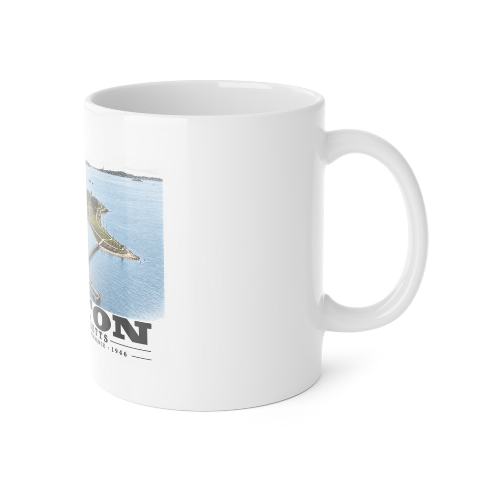 Castle Island, Boston 11 oz White Ceramic Mug - Boston Harbor