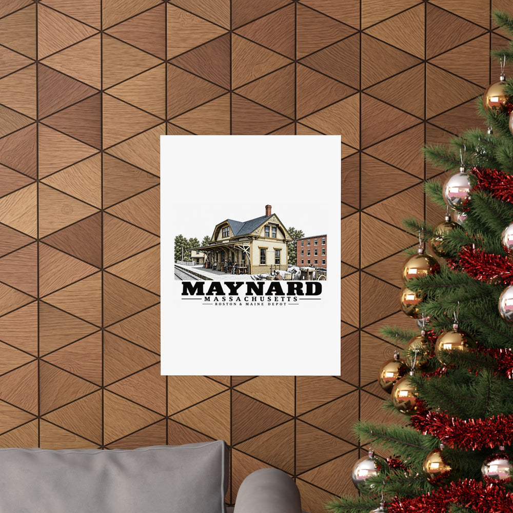 Illustrated Boston & Maine Depot in Maynard on unframed matte poster