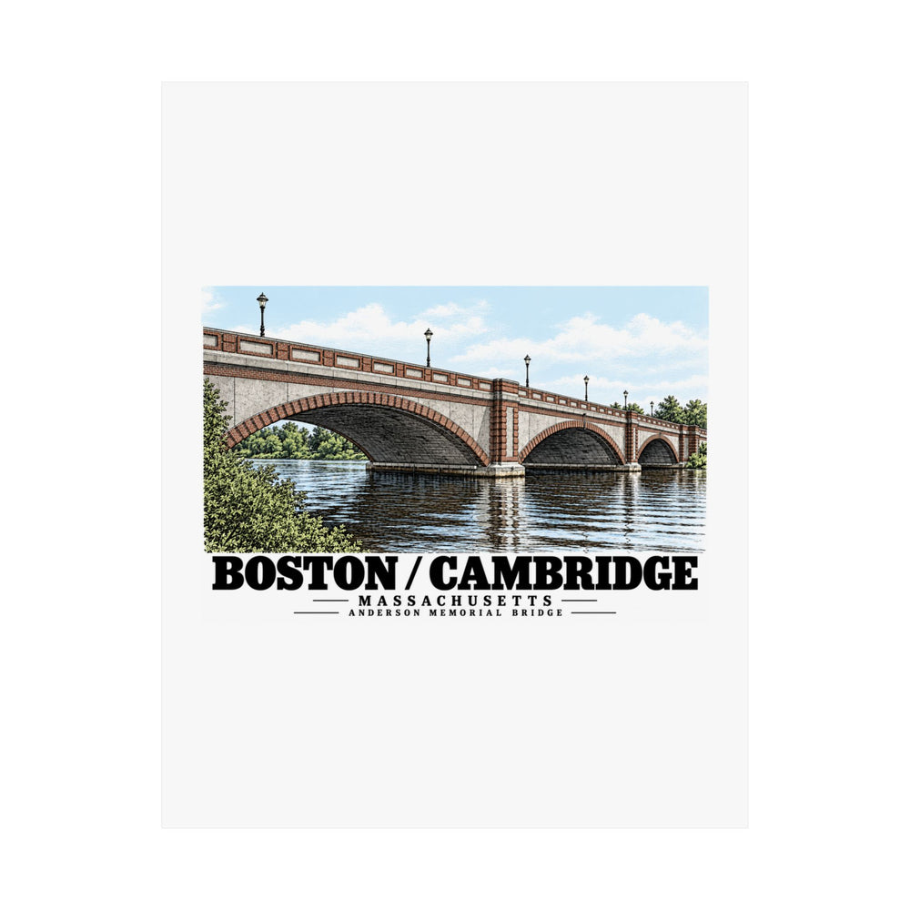 Flat Anderson Memorial Bridge close arch view poster with Boston/Cambridge lettering