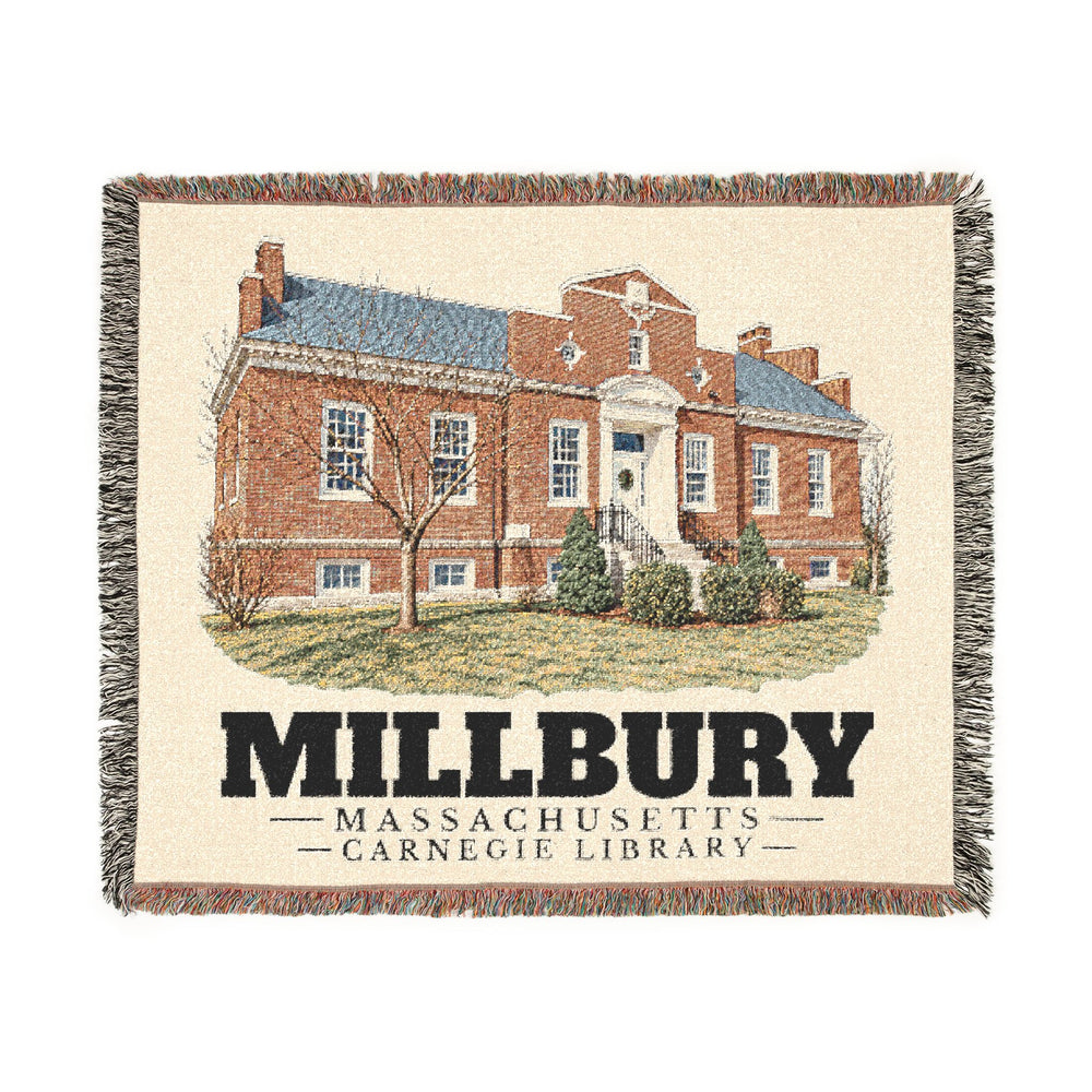 Carnegie Library — Millbury, Massachusetts woven blanket, product view 1