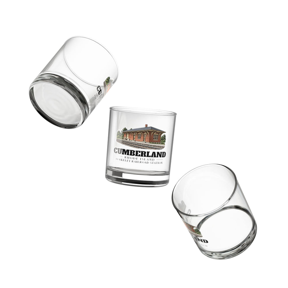 Angled view of Cumberland Berkeley Railroad Station 10 oz Rocks Glass