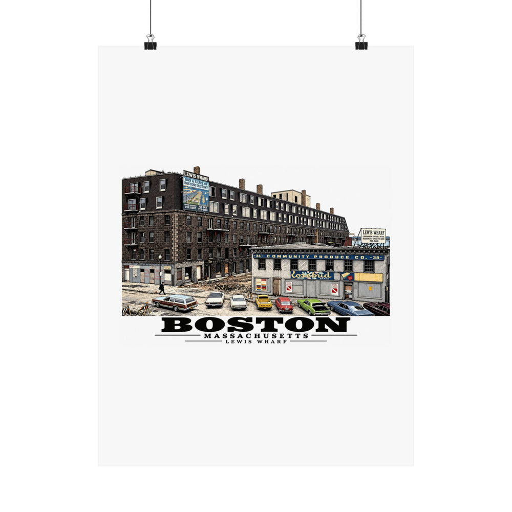 Lewis Wharf Matte Heritage Poster — 11 × 14 and 18 × 24 in - Boston Harbor