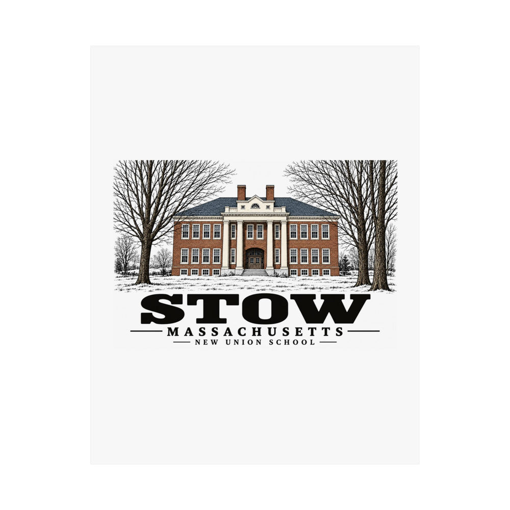 Illustrated New Union School in Stow on unframed matte poster