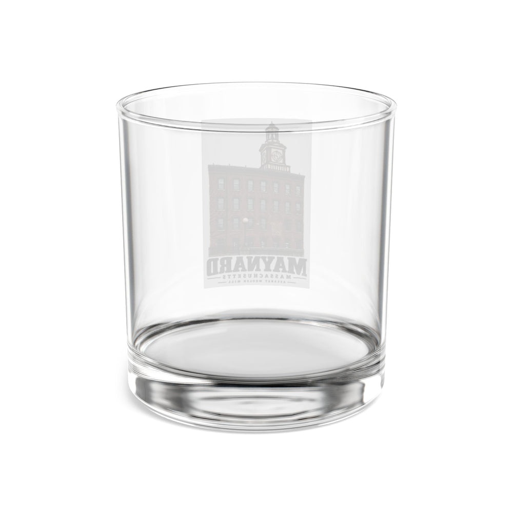 Illustrated Assabet Woolen Mill in Maynard on rocks glass
