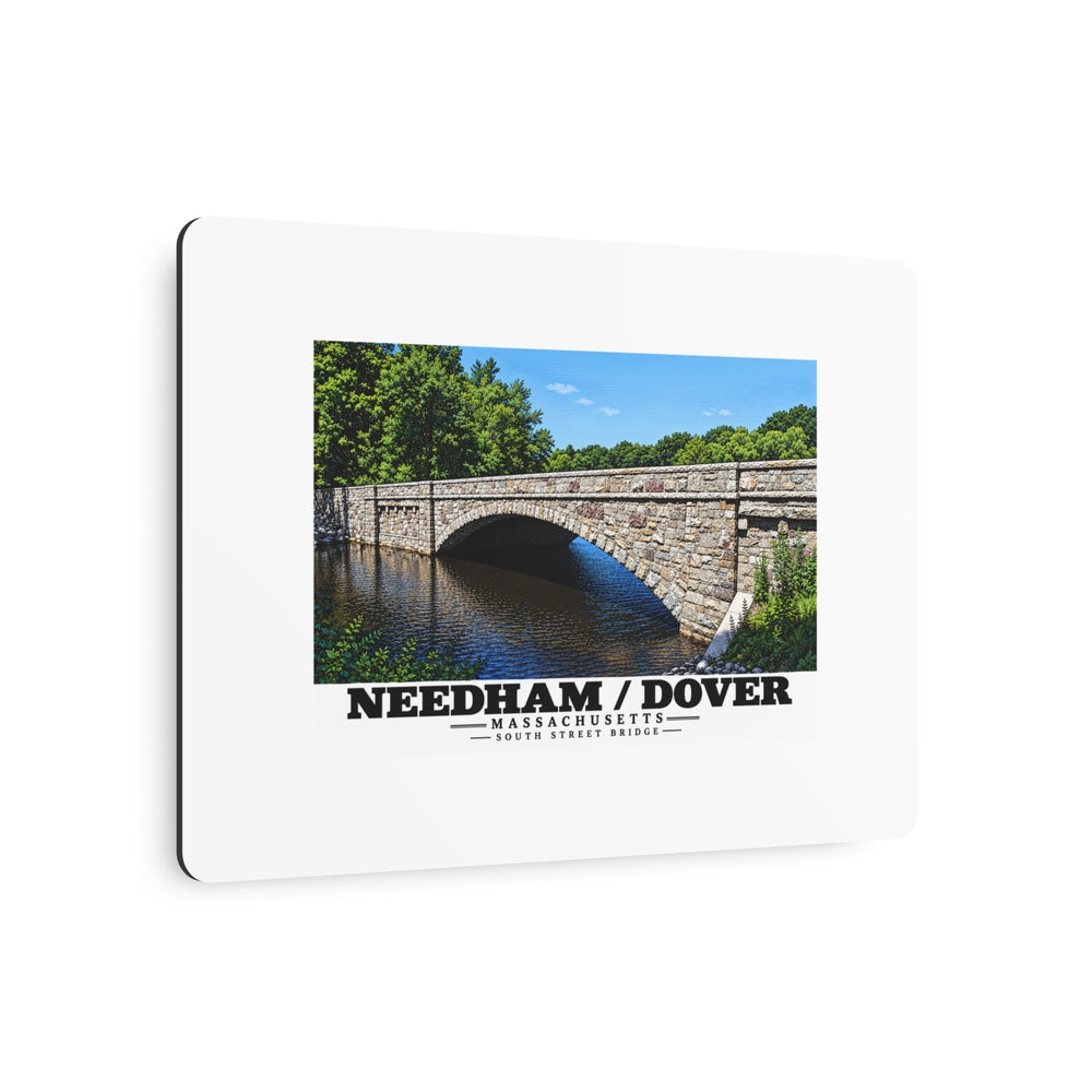 Angled view of South Street Bridge stone arch and river metal print with its dark edge visible