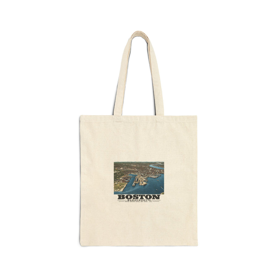 Navy Yard Annex, So. Boston, MA from East, 3000 feet Natural Heavy Canvas Tote - Boston Harbor
