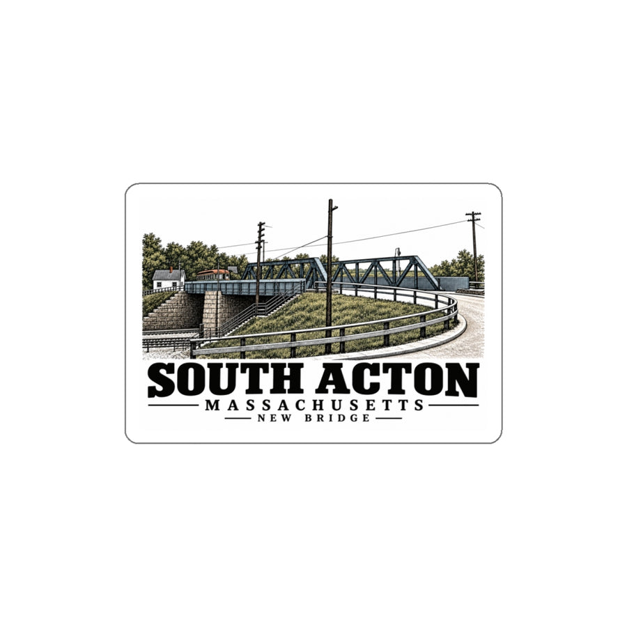 Illustrated New Bridge in Acton on die-cut sticker