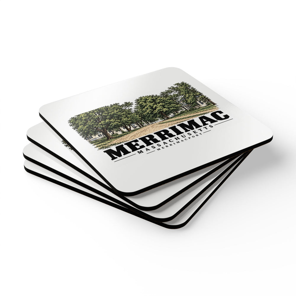 Merrimac Merrimac Street looking east, Merrimacport Cork Back Coaster Set - Merrimack Valley Goods