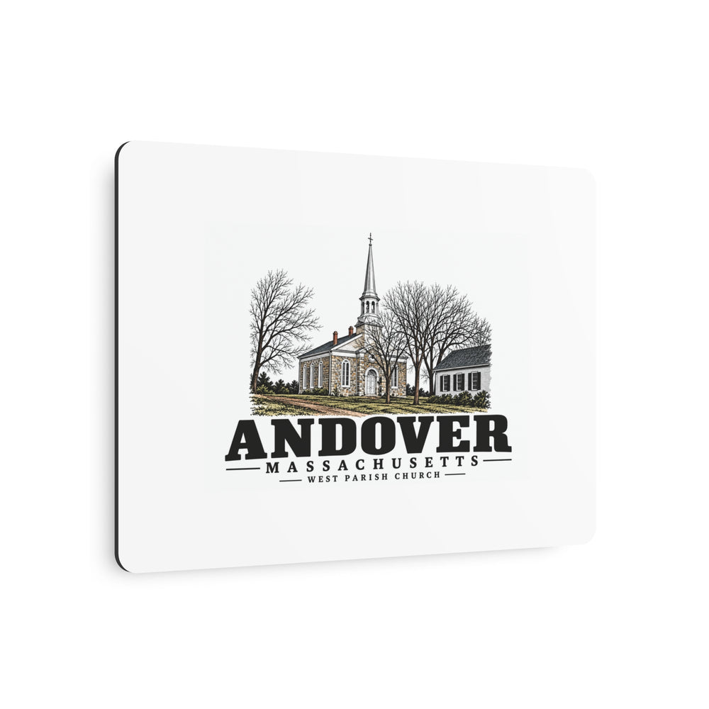 Andover West Parish Church exterior, frontispiece 7 x 5 in Horizontal Metal Wall Art - Merrimack Valley Goods