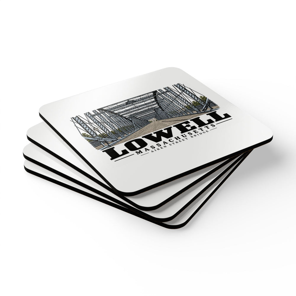 Lowell Aiken Street Bridge Cork Back Coaster Set - Merrimack Valley Goods