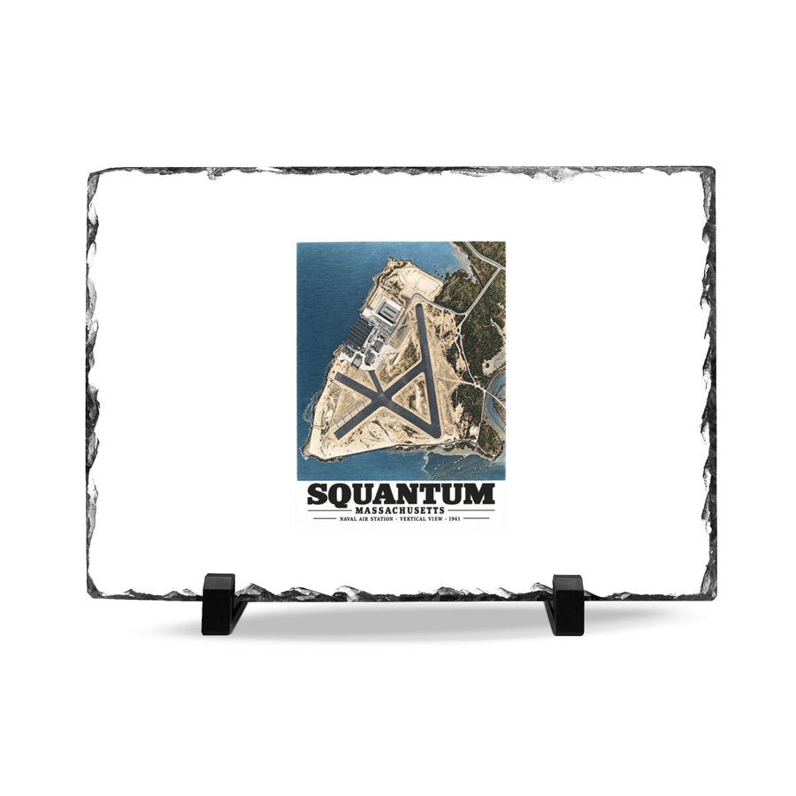 N.A.S. Squantum, MA vertical 10000 ft. 7 × 11 in Slate Desk Plaque - Boston Harbor