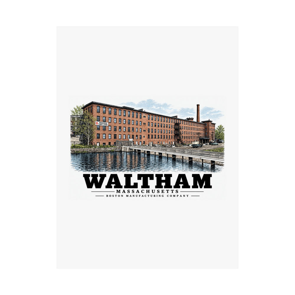 Illustrated Boston Manufacturing Company in Waltham on unframed matte poster