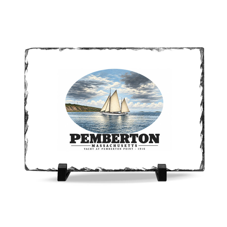 Yacht, Pemberton Hull 7 × 11 in Slate Desk Plaque - Boston Harbor