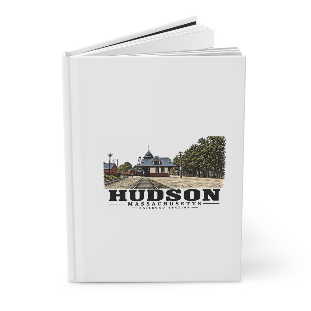Illustrated Railroad Station in Hudson on matte hardcover journal