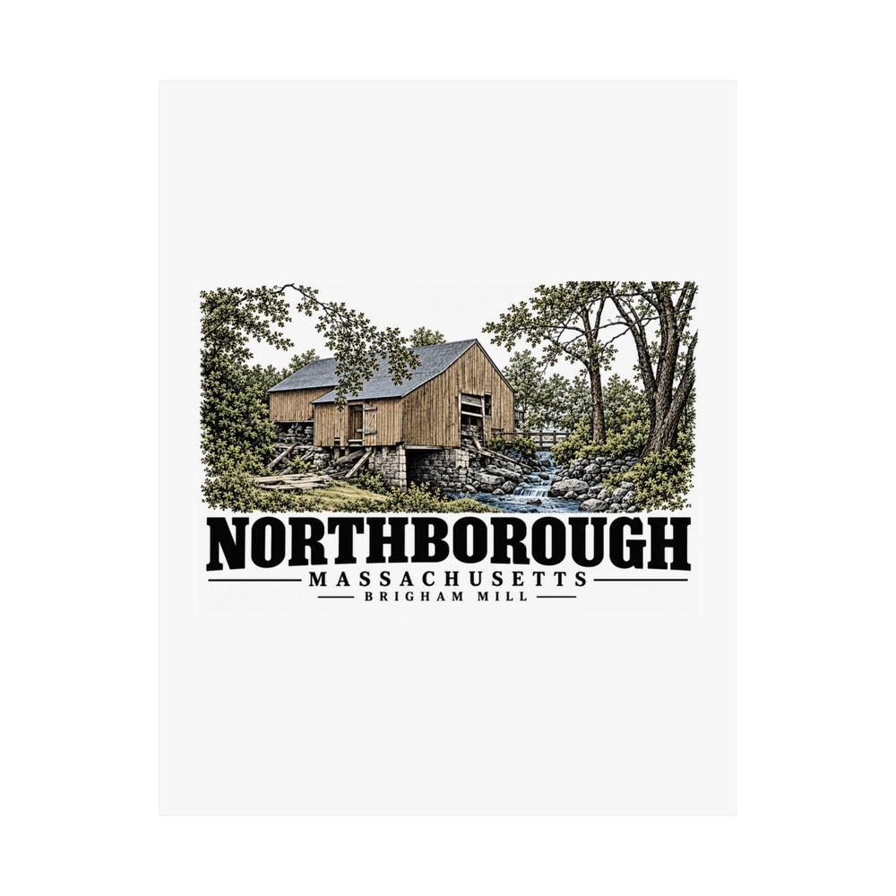 Illustrated Brigham Mill in Northborough on unframed matte poster