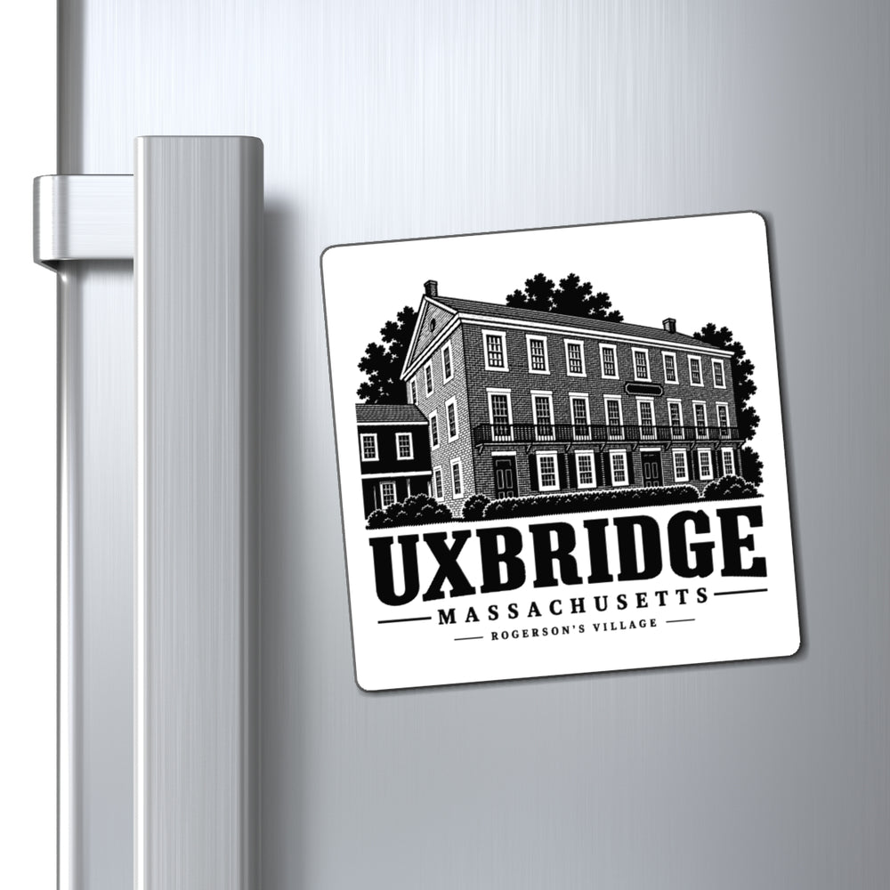 Uxbridge Rogerson's Village 4-inch magnet displayed on a refrigerator
