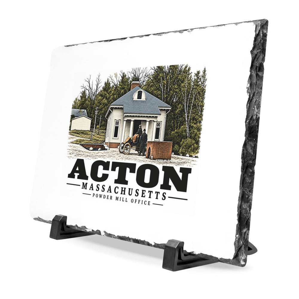 Illustrated Powder Mill Office in Acton on slate desk plaque
