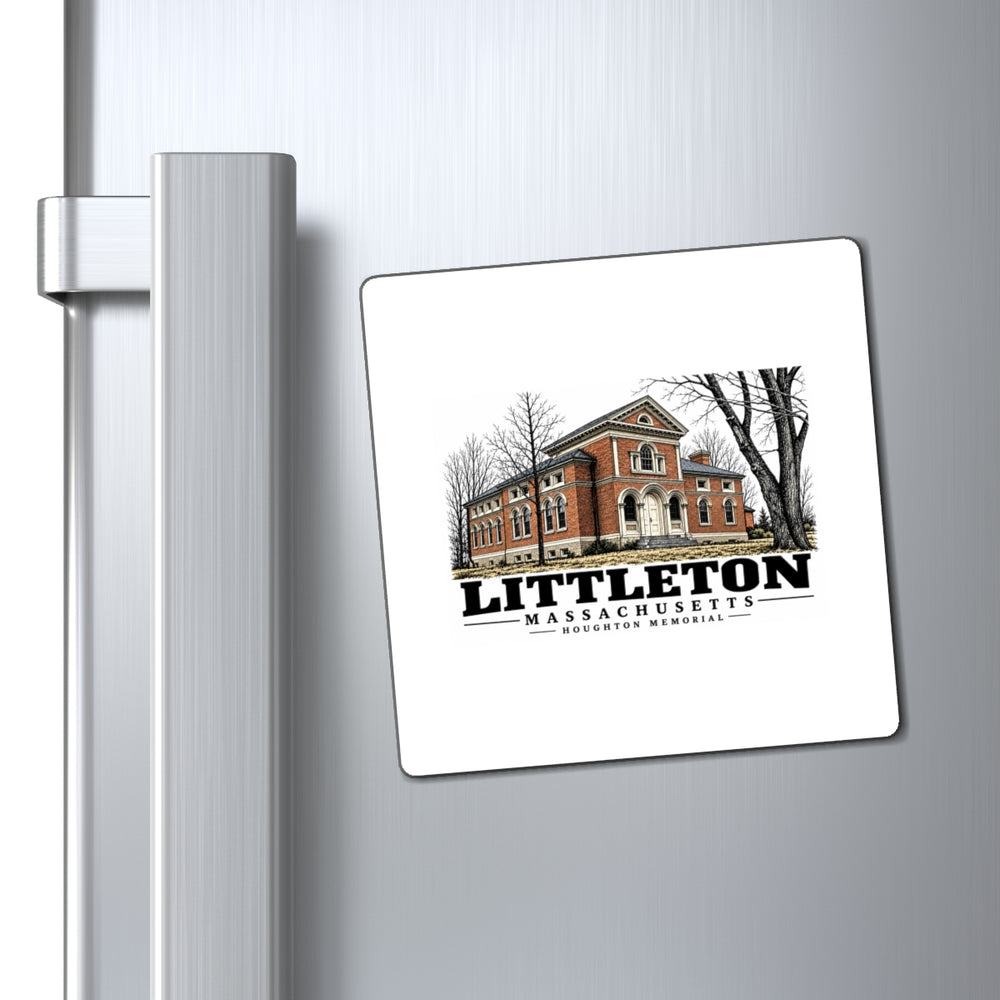 Illustrated Houghton Memorial in Littleton on square magnet