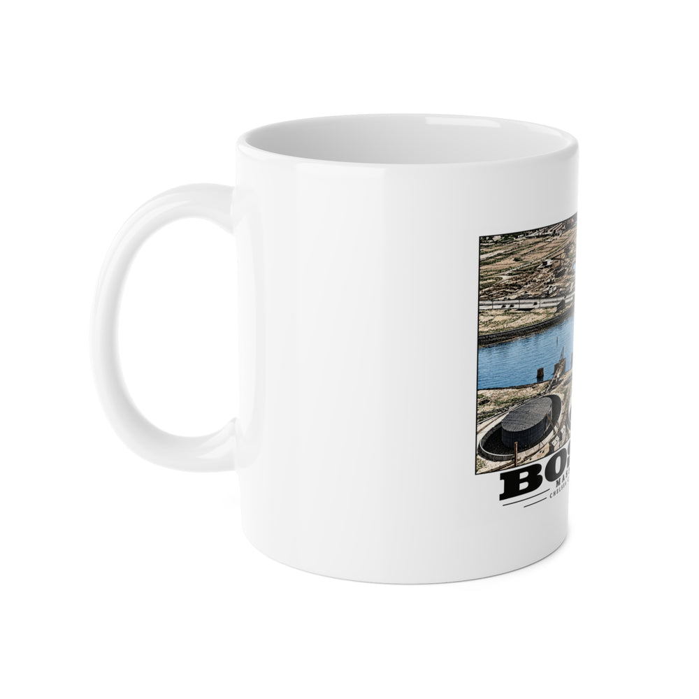 Orient Heights taken at 600 feet-Shore line, Chelsea Creek, East Boston 11 oz White Ceramic Mug - Boston Harbor