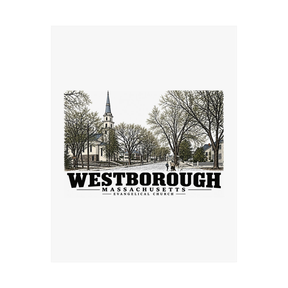Illustrated Evangelical Church in Westborough on unframed matte poster
