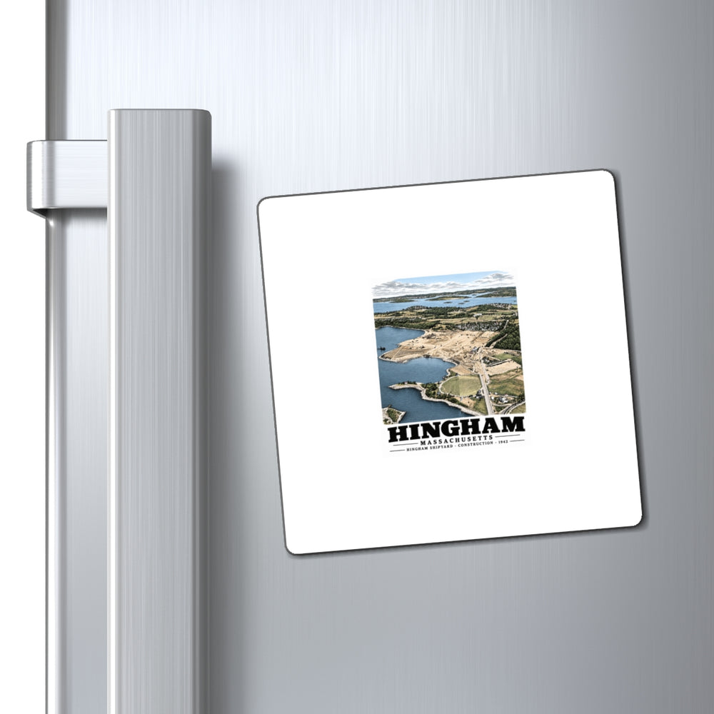 Illustrated Hingham Shipyard Construction in Hingham on square magnet