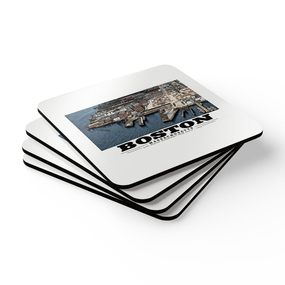 Maritime Coal Co., East Boston, MA -from South 1000 ft. Cork Back Coaster Set - Boston Harbor
