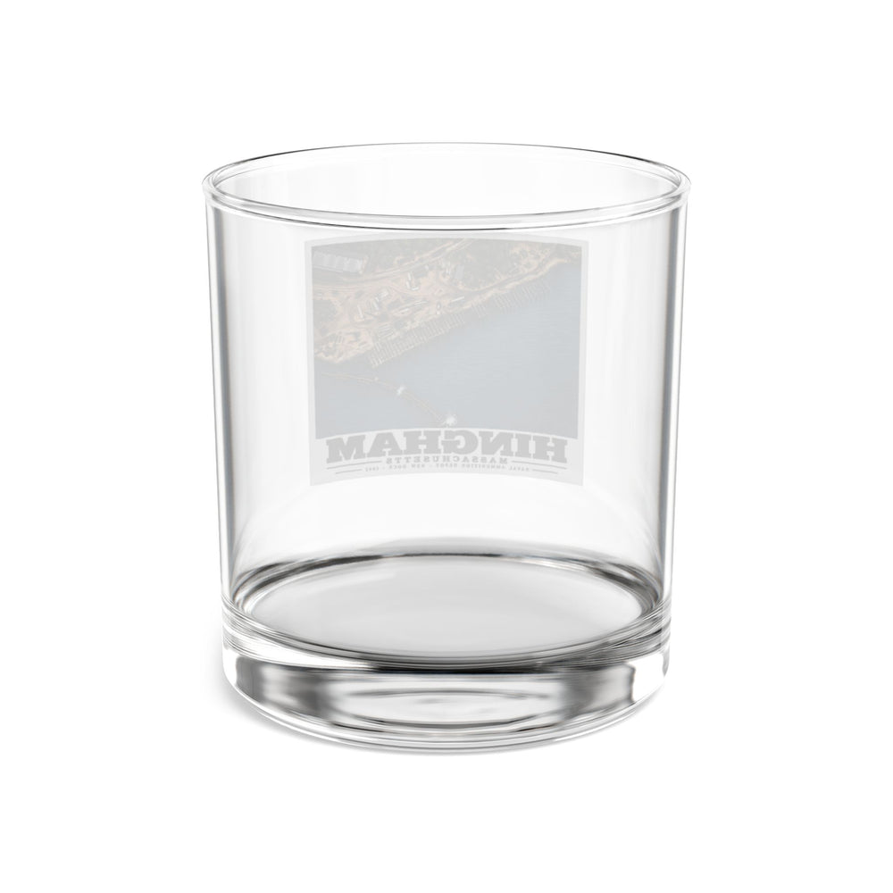 Construction of New Dock at Old USNAD Hingham, MA 10 oz Rocks Glass - Boston Harbor