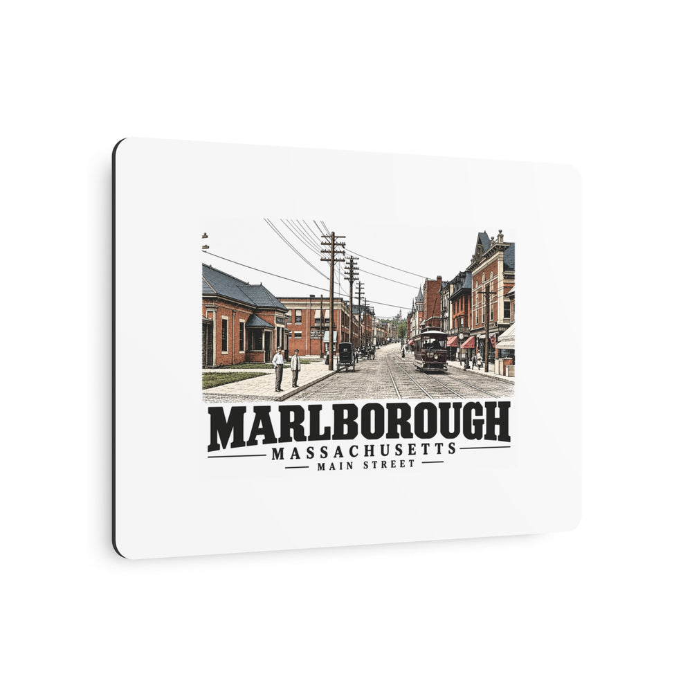 Illustrated Main Street in Marlborough on metal art sign