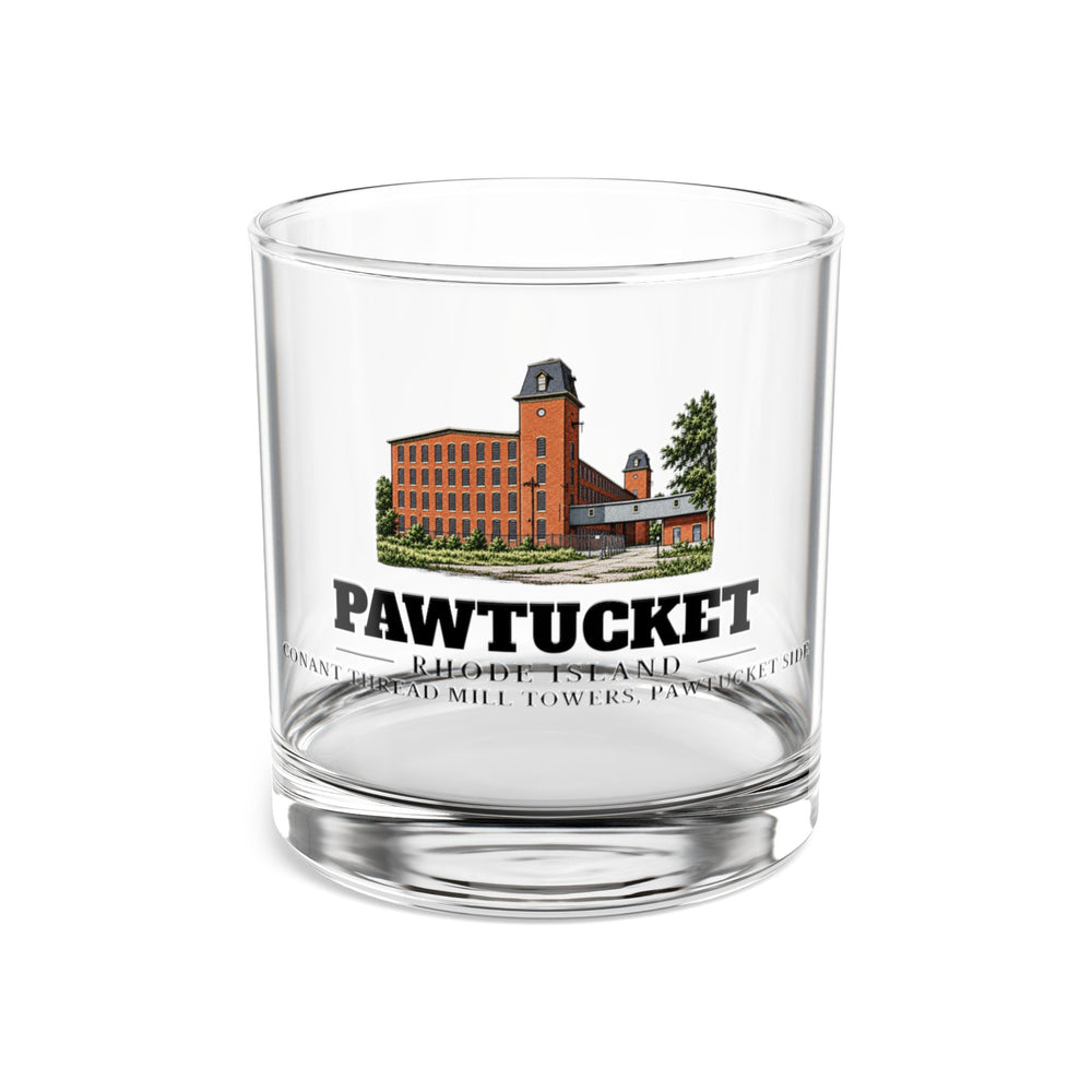 Front view of Pawtucket Conant Thread Mill Towers, Pawtucket Side 10 oz Rocks Glass