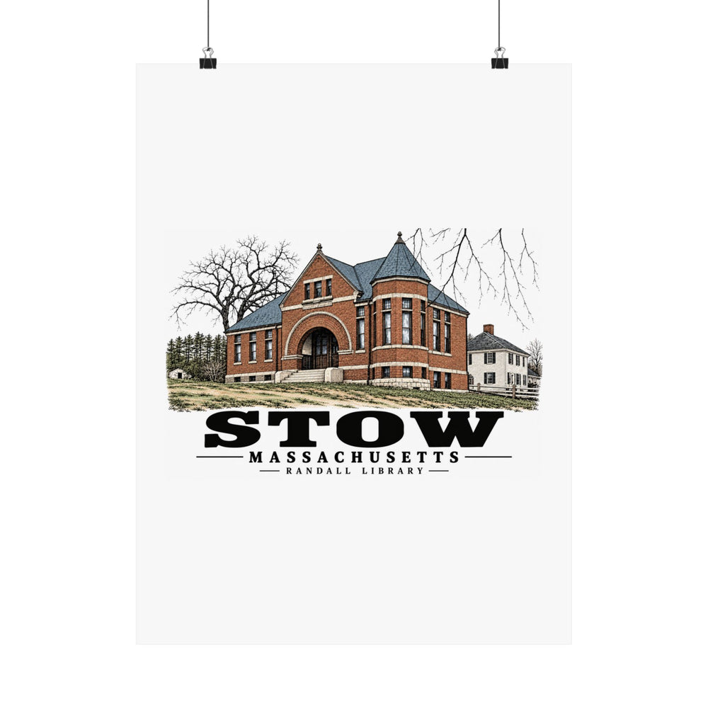 Illustrated Randall Library in Stow on unframed matte poster