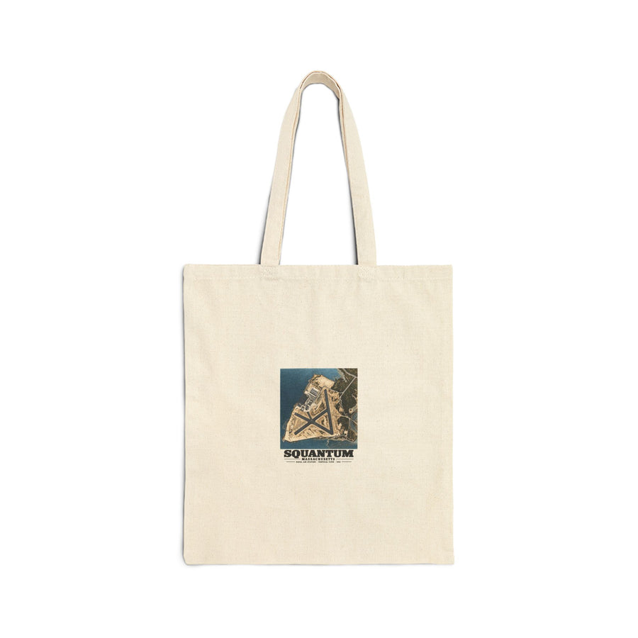 N.A.S. Squantum, MA vertical 10000 ft. Natural Heavy Canvas Tote - Boston Harbor