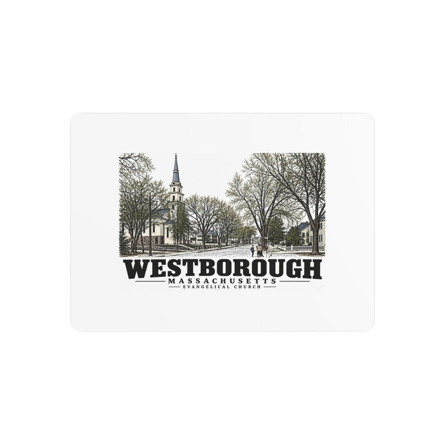Illustrated Evangelical Church in Westborough on metal art sign
