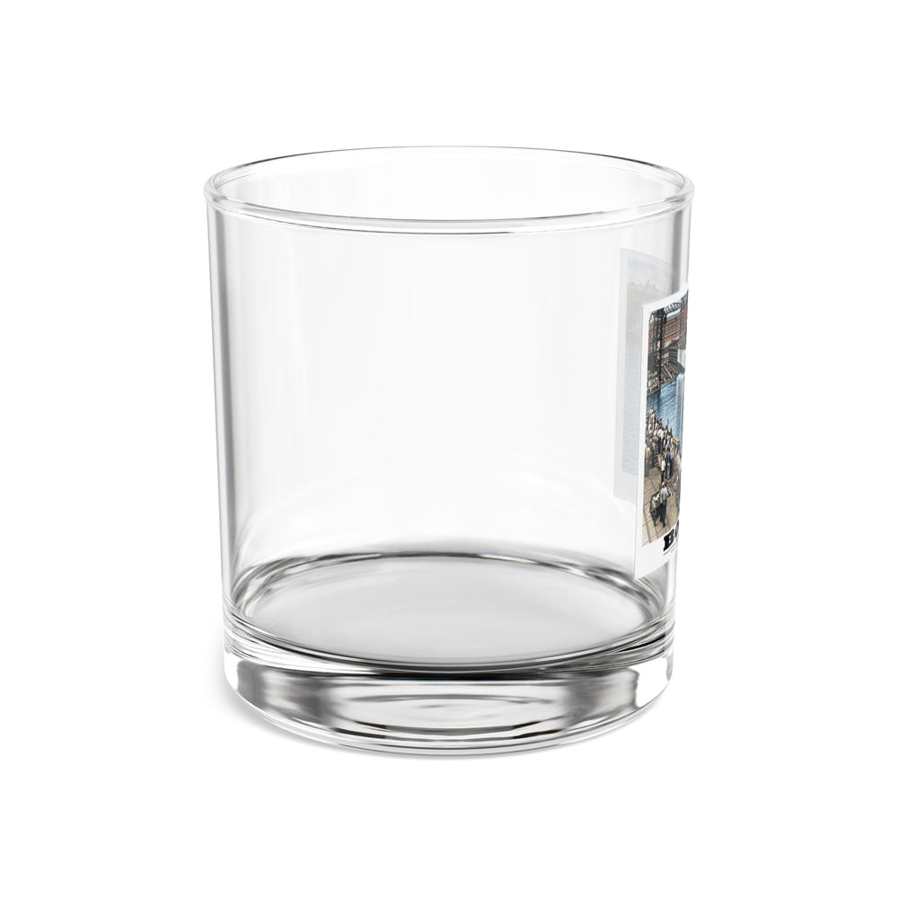Illustrated LST-301 at Boston Navy Yard in Charlestown on rocks glass