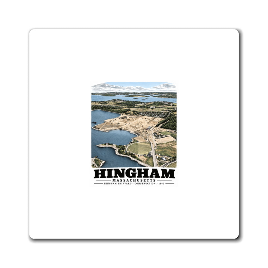 Illustrated Hingham Shipyard Construction in Hingham on square magnet