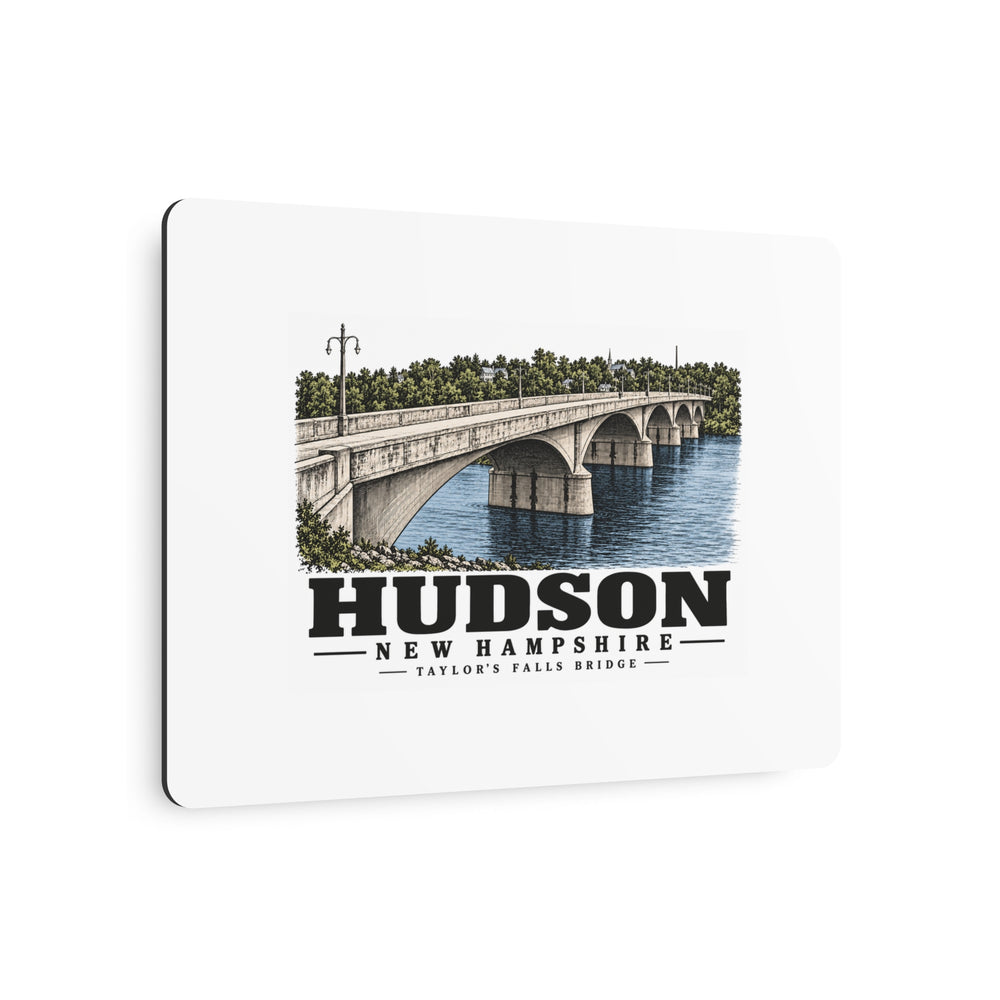 Angled front of Taylor’s Falls Bridge horizontal metal wall art, Hudson, New Hampshire.
