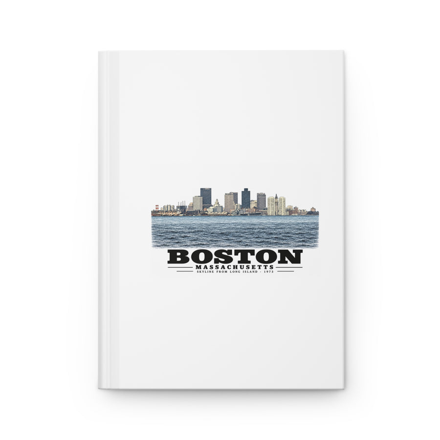 Skyline from near Long Island Matte Hardcover Journal - Boston Harbor