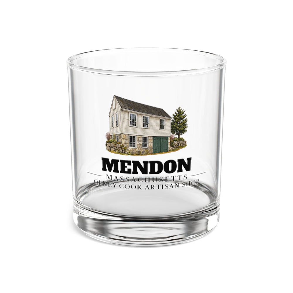 Front view of Mendon Olney Cook Artisan Shop 10 oz Rocks Glass