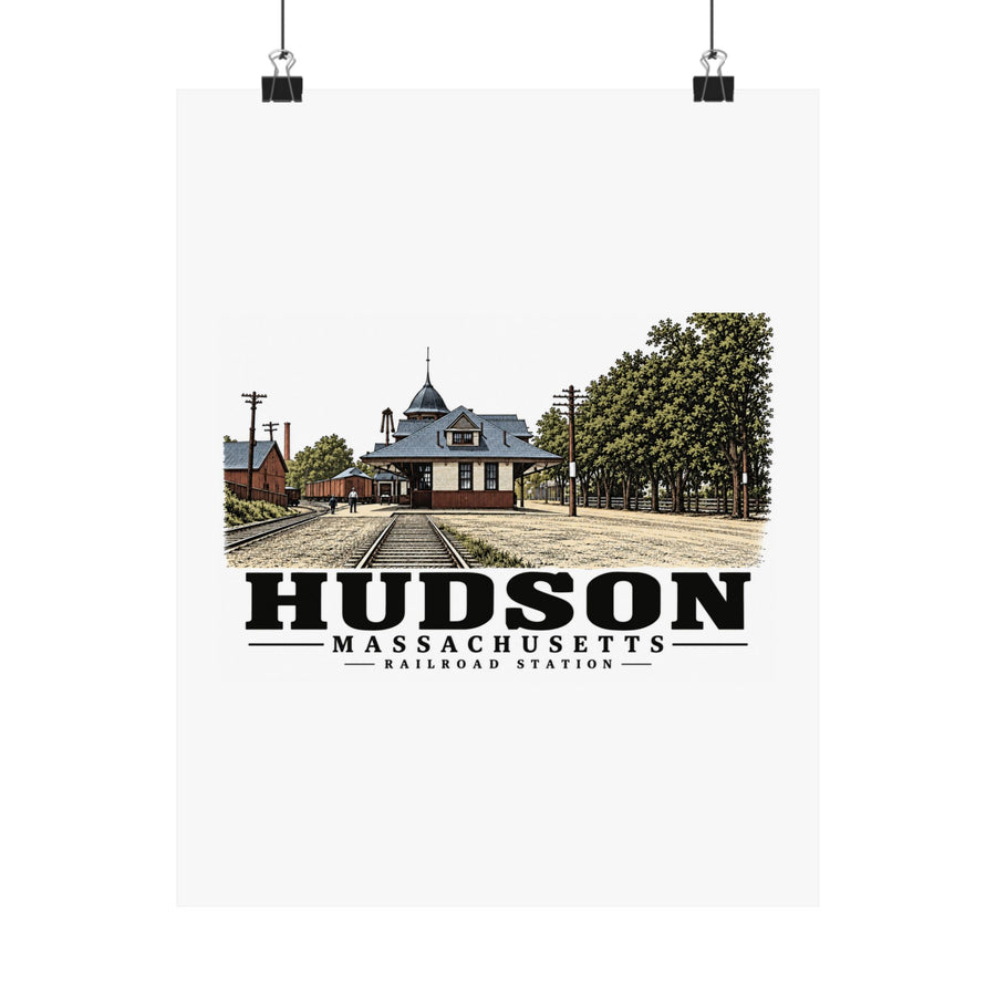 Illustrated Railroad Station in Hudson on unframed matte poster