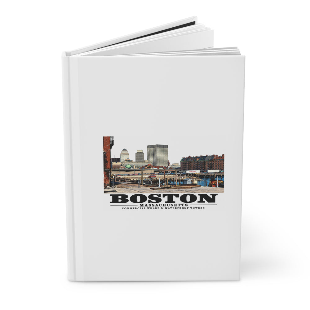 Commercial Wharf with new buildings Matte Hardcover Journal - Boston Harbor