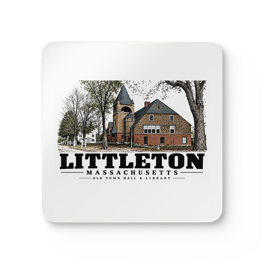 LITTLETON Old Town Hall & Library Cork Back Coaster Set - Assabet Valley Goods