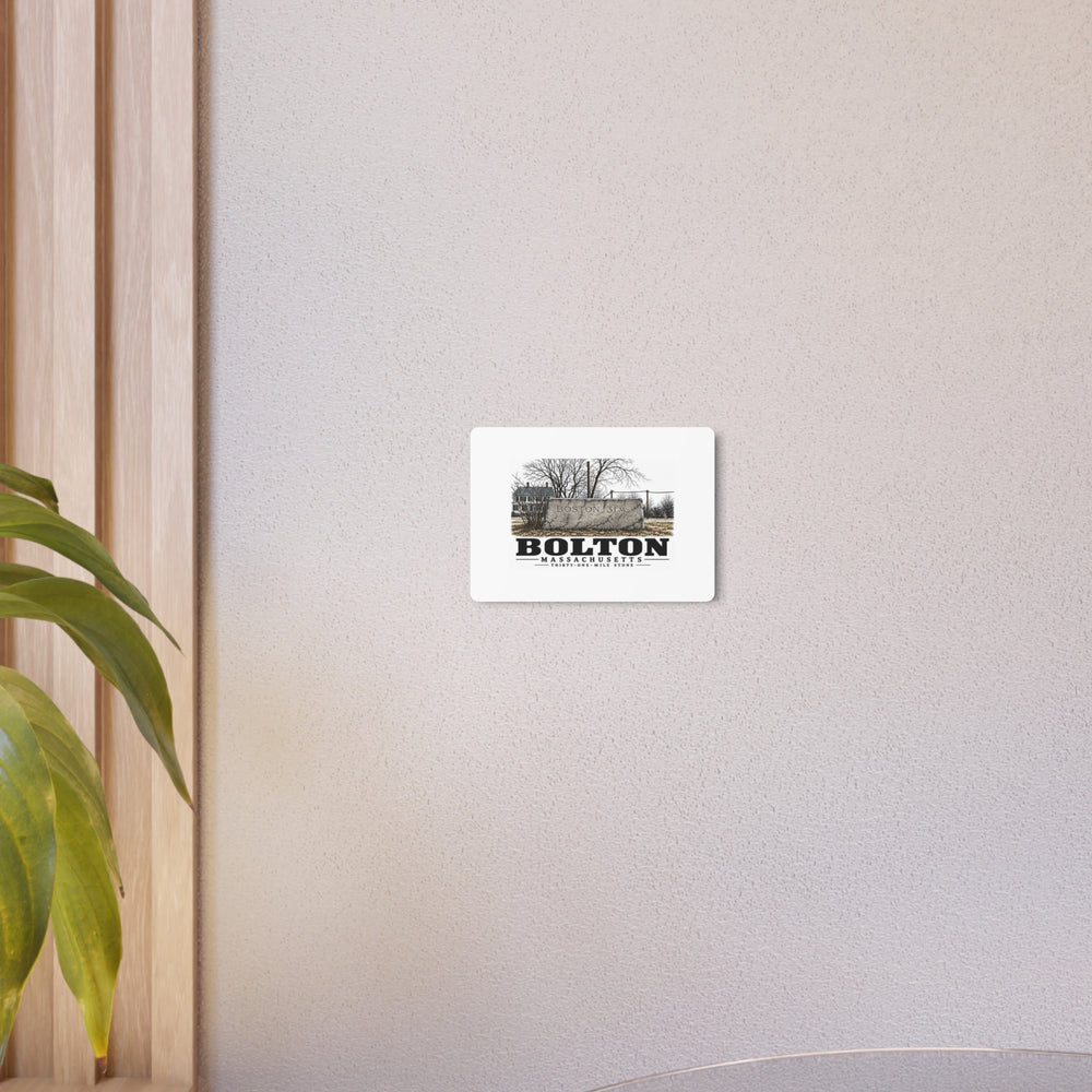 Illustrated Thirty-One-Mile Stone in Bolton on metal art sign
