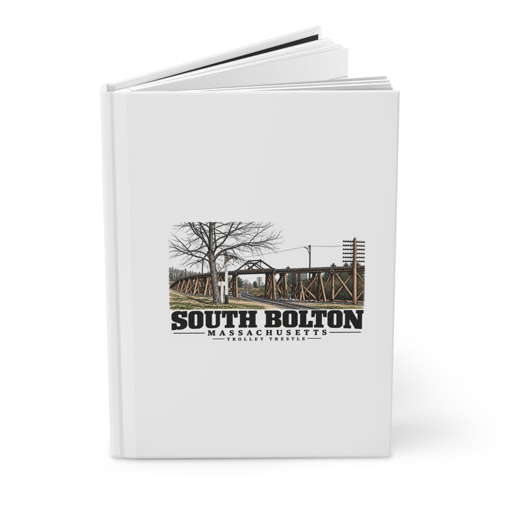 Illustrated Trolley Trestle in South Bolton on matte hardcover journal