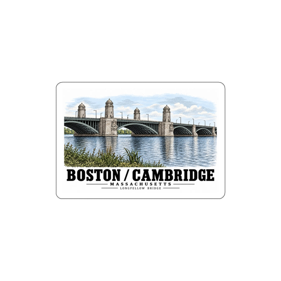 2. View of the central span of the bridge showing the four towers marking the harbor entrance - Longfellow Bridge, Spanning Charles River at Main Street, Boston, Suffolk County, MA 4 in White Die-Cut...