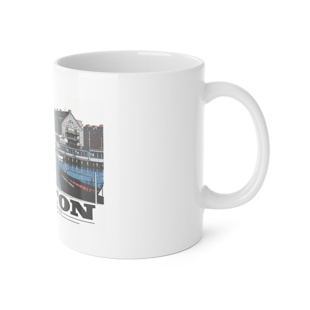 Commercial Wharf from Long Wharf 11 oz White Ceramic Mug - Boston Harbor