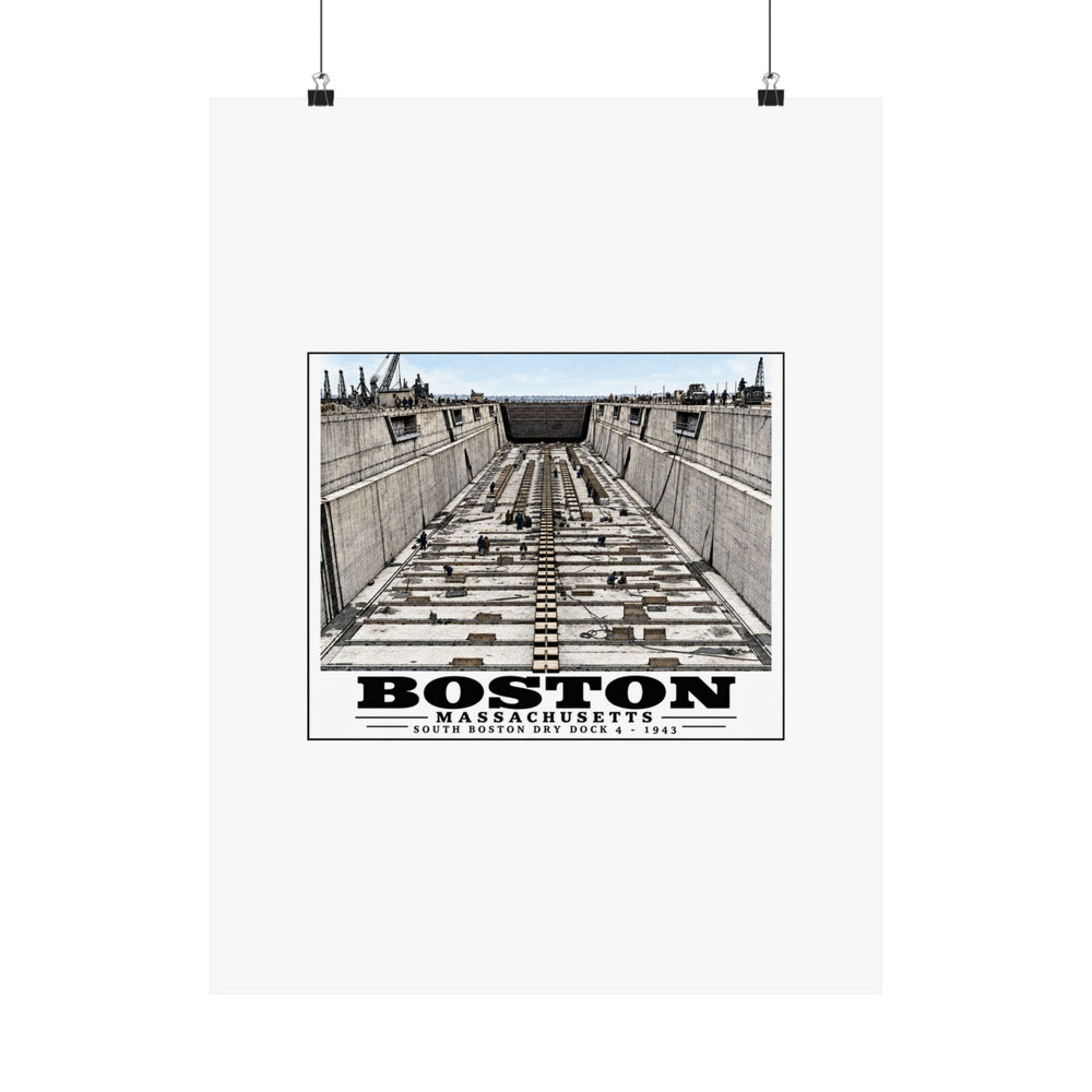 Dry dock #4 US Naval Dry dock, South Boston, completed June 1943 Matte Heritage Poster — 11 × 14 and 18 × 24 in - Boston Harbor