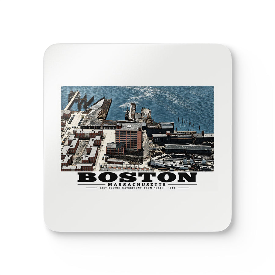 Maritime Coal Co., East Boston, MA -from North 1000 ft. Cork Back Coaster Set - Boston Harbor