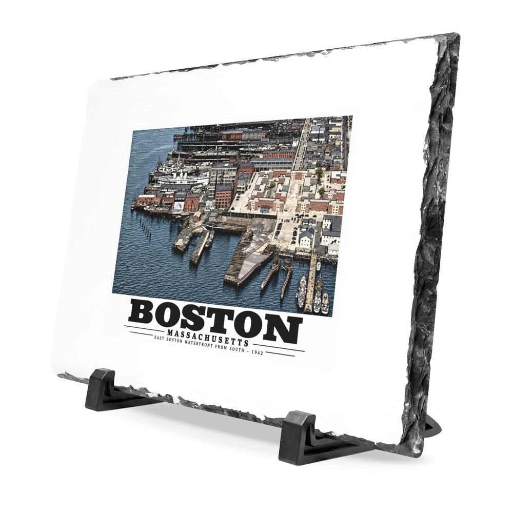 Maritime Coal Co., East Boston, MA -from South 1000 ft. 7 × 11 in Slate Desk Plaque - Boston Harbor