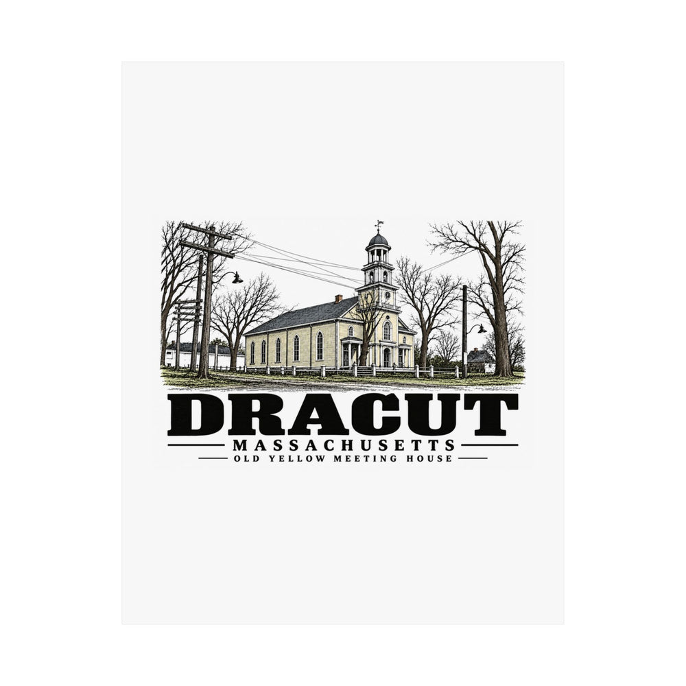 11 x 14 unclipped front of Old Yellow Meeting House matte poster, Dracut, Massachusetts.